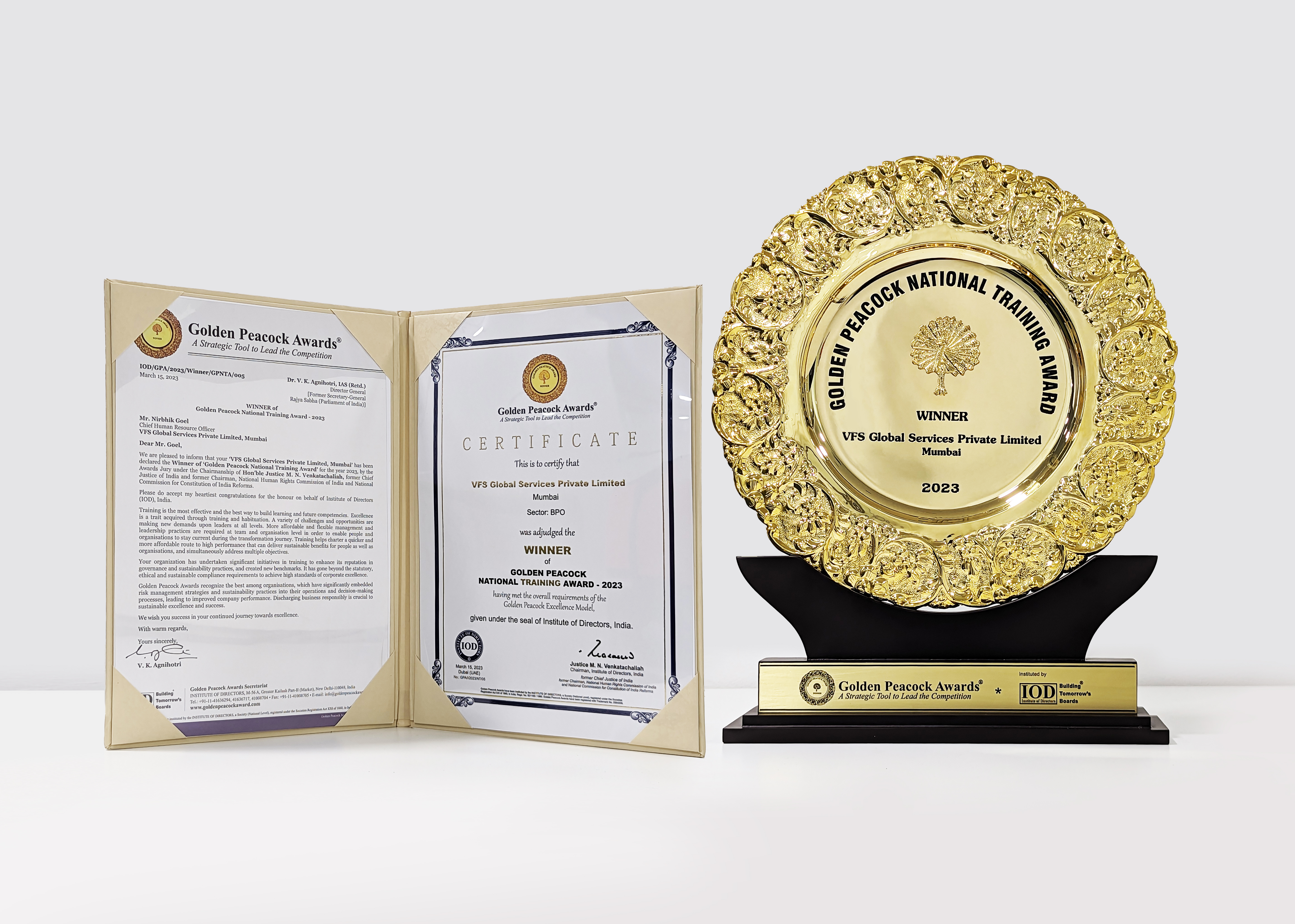VFS Global wins the prestigious Golden Peacock National Training Award twice in a row